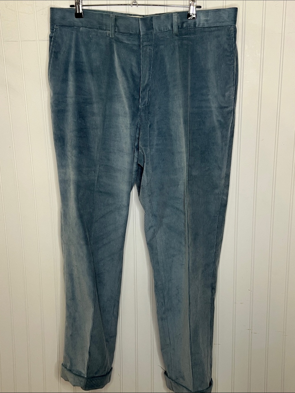 Men's Corduroy Trousers in Slate Blue Size 39